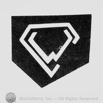 Letter W inside a diamond all over a black shape.