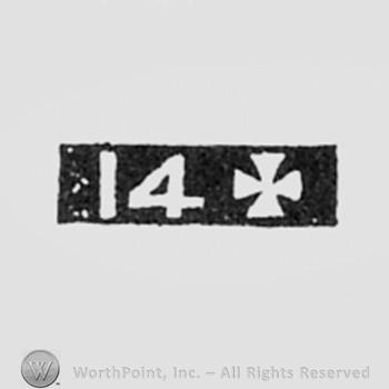 14 and a cross inside a black rectangle.