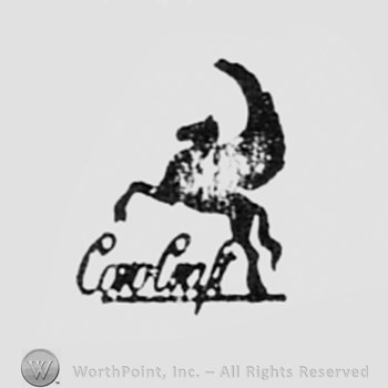 Winged horse above a written word.