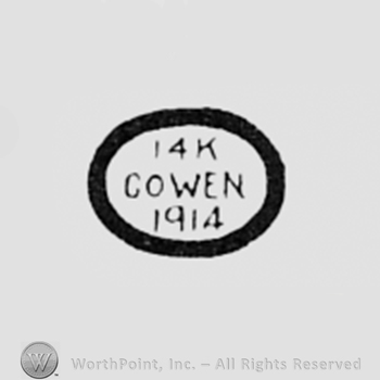 14K COWEN 1914 written inside a circle.