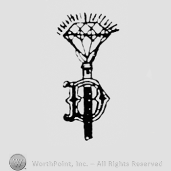 Diamond in top of a stick and letter D bellow.