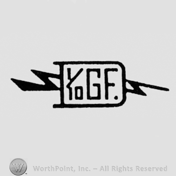 1/10 and letters GF, inside a rectangle and a lightning.