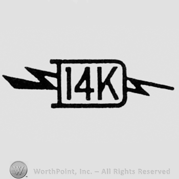 14K written inside a rectangle, and a lightning one side and another.