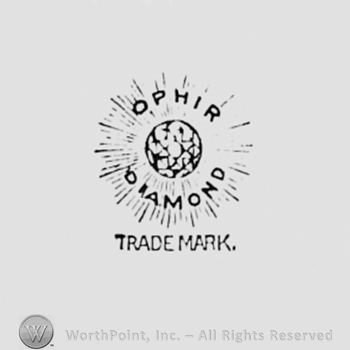 A sphere , word OPHIR written above and DIAMOND written bellow.