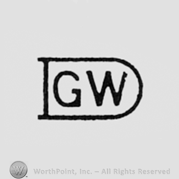 Letters G and W inside a shape like letter D.