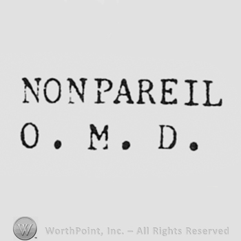 Word NONPAREIL  and letters O.M.D.