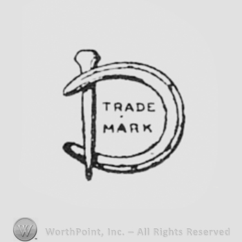 Words TRADE MARK written inside letter D.