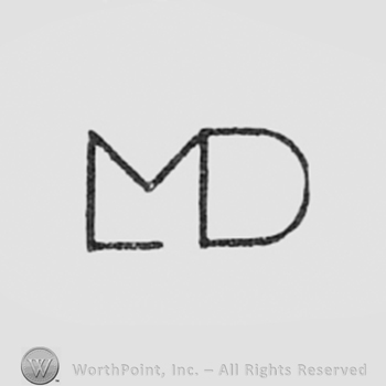Monogram of letters LM and D.