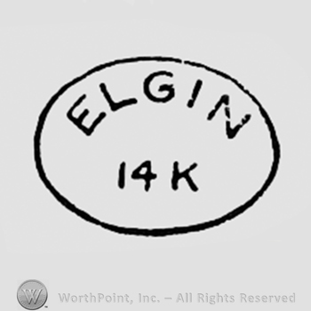 Word ELGIN 14K inside an oval.