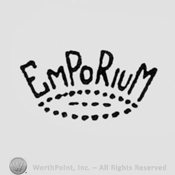 Shape of a crown made by written word EMPORIUM.