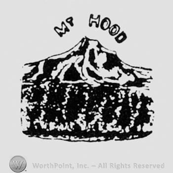 Word MT HOOD written above a shape like a mountain.