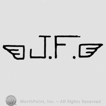 Letters J and F between wings.