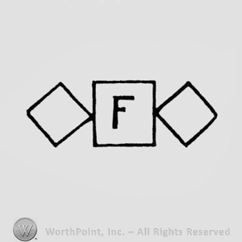 Letter F inside a square, between two diamonds.