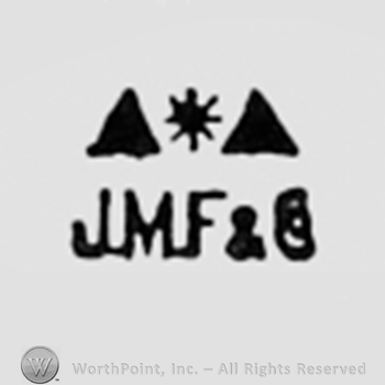 Letters J,M,F &CO under two black rectangles and a star.