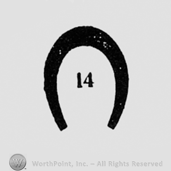 Number 14 written inside a horseshoe.
