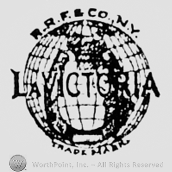 Globe and word LA VICTORIA written over; letters R,R,F & CO NY written above and TRADE MARK written bellow.