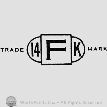 Letter F inside a square; 14 K written one side and another and TRADE MARK written the same way.