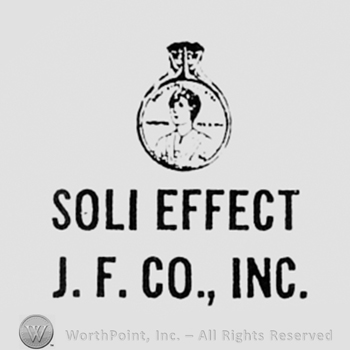 Woman's torso inside a ring and words SOLI EFFECT J.F. CO. INC.