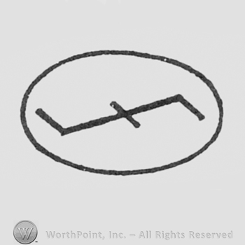 Monogram of letters Z and F inside an oval.