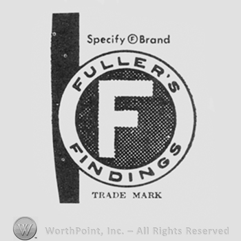 letter f inside a circle; words FULLER'S FINDINGS  written on the edge and words SPECIFY BRAND written above.