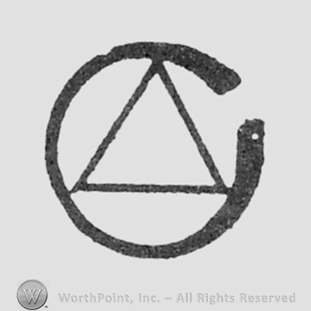 Triangle inside an interrupted circle.