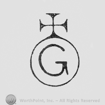 Letter g inside a circle and a cross above.