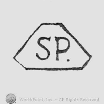Letters S and p inside a shape like a triangle.