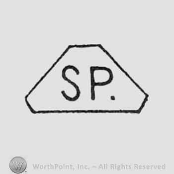 Letters S and p inside a shape like a triangle.