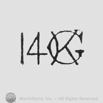 Number 14 near the monogram of letters G and K.