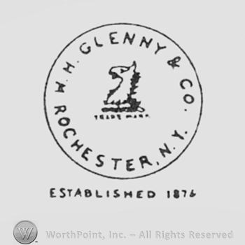 Dragon head inside a circle; text W.H. GLENNY & CO. ROCHESTER N.Y. written on the edge, and words ESTABLISHED 1878 written bellow.
