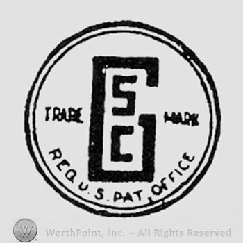Letters S and C inside letter G, all inside a circle;  REQ U.S. PAT OFFICE written on the edge.