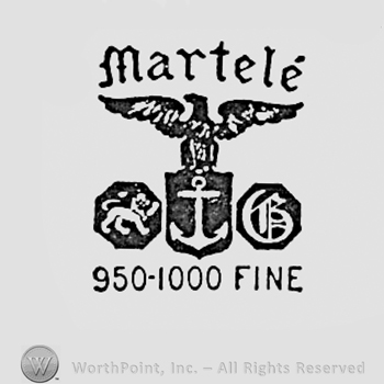 Lion, anchor and monogram of letters G and B; eagle and word MARTELE above, 950-1000 FINE written bellow.
