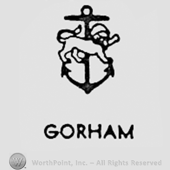 Lion over an anchor and word GORHAM written bellow.