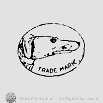 Dog head inside a circle and TRADE MARK written on the edge.