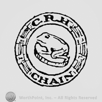 A frog inside a double circle; letters C,R,H and word CHAIN.