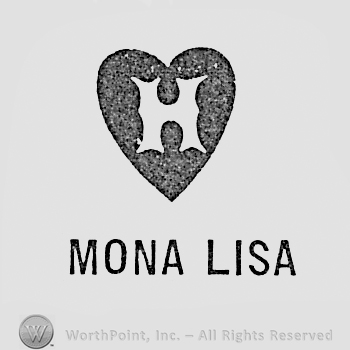 Letter H inside a heart and words MONA LISA written bellow.