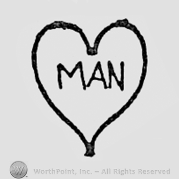 Letters MAN written inside a heart.
