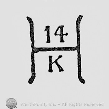 14K written inside letter H, like a monogram.