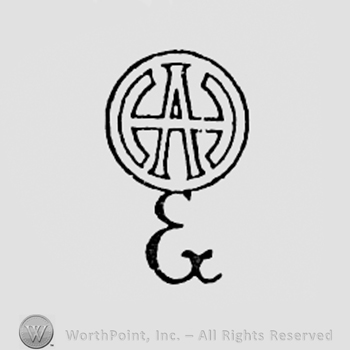Monogram of letters HA inside a circle.