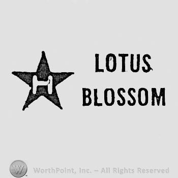 Letter H inside a star, and words LOTUS BLOSSOM.