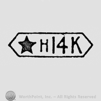 A star, letter H, number 14 and letter K.