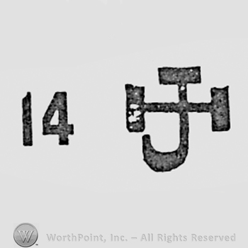 Number 14 and monogram of letters JI.
