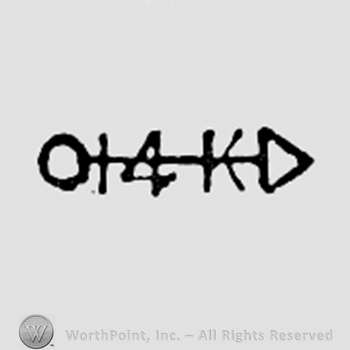 Number 14 and letter K, pierced by an arrow.