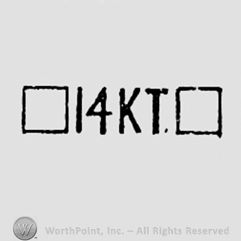 Number 14 and letters KT between two squares.