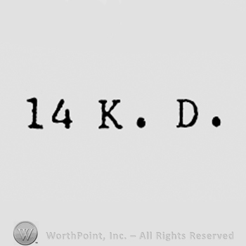 Number 14 and letters KD.