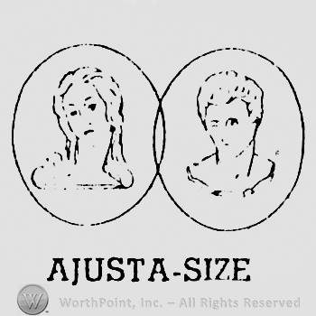 Woman's and man's head, each inside a circle; words AJUSTA-SIZE written bellow.