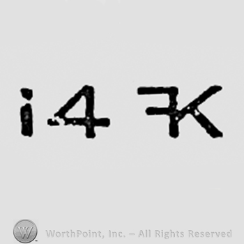 Number 14 and monogram of letters FK.