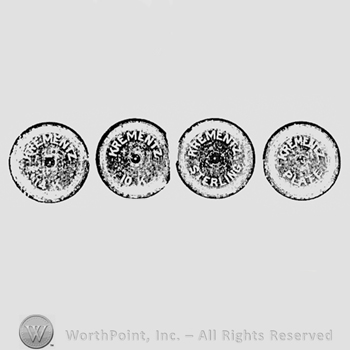 Four plates, each with a text on it: KREMENTZ 14K, KREMENTZ 10K, KREMENTZ STERLING, KREMENTZ PLATE.