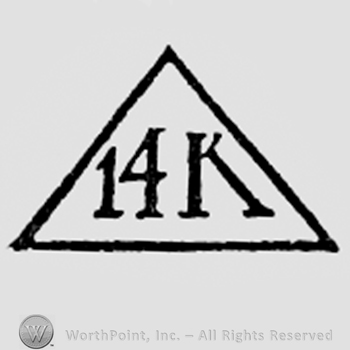 Number 14 and letter K inside a traiangle.
