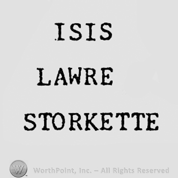 Words ISIS LAWRE STORKETTE.
